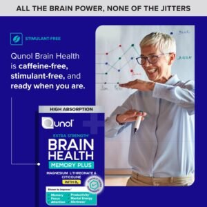 Qunol Brain Health Memory Plus with B6, Magnesium L-Threonate & Citicoline, Clinically Tested Ingredients to Improve Memory, Focus, Attention and Productivity, 60 Count (Pack of 1) - Image 8