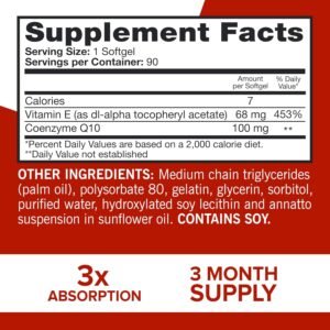Qunol Ultra CoQ10 100mg Softgels- 3x Better Absorption, Antioxidant for Heart Health & Energy Production, Coenzyme Q10 Vitamins and Supplements, 3 Month Supply, 90 Count - Image 4