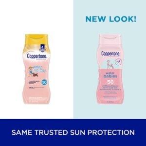Coppertone WaterBabies Baby Sunscreen Lotion SPF 50, Hypoallergenic Sunscreen for Babies, Water Resistant, Pediatrician Recommended, 8 Fl Oz Bottle - Image 2