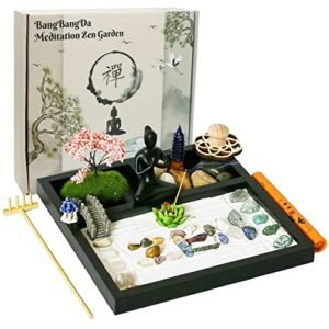Desktop Meditation Yoga Garden Kit with Japanese Tabletop Rock Sand Chakra Shrine Altar, Home Office Desk Zen Decor, Gifts for Women & Men, Birthday, Includes Rake Tool & Accessories - Image 2