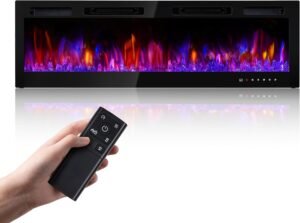 Electric Fireplace Insert 70" Realsmart 1500W Wall Mounted Electric Fireplaces Recessed Heaters Remote Control Slim Black Fireplace Touch Screen Timer 12 Flame Colors LED Decor Low Noise - Image 2