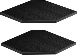 JJL Corner Shelves, 12 Inch Corner Shelf Wall Mounted with Wire Hole, 2 Tier 13.3 Inch Deep Wooden Corner Hanging Shelving for Wall Storage, for Speaker, Cable Box, Black - Image 2