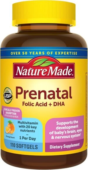 Nature Made Prenatal with Folic Acid + DHA, Prenatal Vitamin and Mineral Supplement for Daily Nutritional Support, 110 Softgels, 110 Day Supply - Image 2