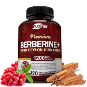 NutriFlair Premium Berberine HCL 1200mg, 120 Capsules - Plus Pure True Ceylon Cinnamon, Berberine HCI Root Supplements Pills - Immune System, Healthy Weight Management - Image 2