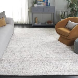 SAFAVIEH Berber Shag Collection Area Rug - 9' x 12', Ivory & Light Grey, 1.2-inch Thick Ideal for High Traffic Areas in Living Room, Bedroom (BER563F) - Image 2