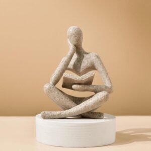 Style-A Beige, Creative Abstract Thinker Bookend for Home Aesthetic, Study, and Wine Cabinet – Stylish Shelf Decor Accent and Thoughtful Gift for Living Room, Bar, or Coffee Shop - Image 2