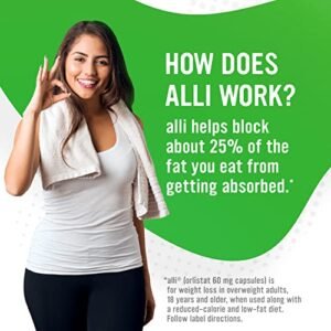 alli Weight Loss Diet Pills, Orlistat 60 mg Capsules, Non Prescription Weight Loss Aid, 120 Count Refill Pack - Image 2