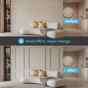 Art3d Pre-Cut Wall Molding Set of 6 pcs, Ready-to-Assemble Wainscoting Panels for Interior Wall Décor Living Room Bedroom Accent Wall - Installed with Glue, 3 Top 3 Bottom - Image 3