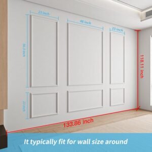 Art3d Pre-Cut Wall Molding Set of 6 pcs, Ready-to-Assemble Wainscoting Panels for Interior Wall Décor Living Room Bedroom Accent Wall - Installed with Glue, 3 Top 3 Bottom - Image 5