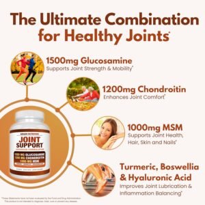 Arazo Nutrition Glucosamine Chondroitin Turmeric Msm Boswellia - Joint Support Supplement for Relief 180 Tablets for Bones, Back, Knees, Hands (180 Tablets) - Image 4