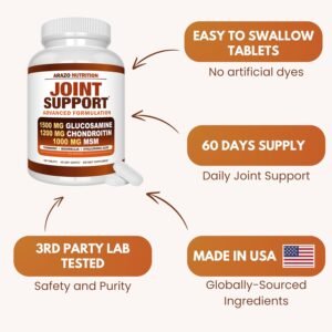 Arazo Nutrition Glucosamine Chondroitin Turmeric Msm Boswellia - Joint Support Supplement for Relief 180 Tablets for Bones, Back, Knees, Hands (180 Tablets) - Image 7