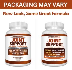 Arazo Nutrition Glucosamine Chondroitin Turmeric Msm Boswellia - Joint Support Supplement for Relief 180 Tablets for Bones, Back, Knees, Hands (180 Tablets) - Image 9