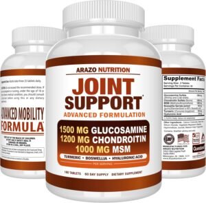 Arazo Nutrition Glucosamine Chondroitin Turmeric Msm Boswellia - Joint Support Supplement for Relief 180 Tablets for Bones, Back, Knees, Hands (180 Tablets) - Image 10