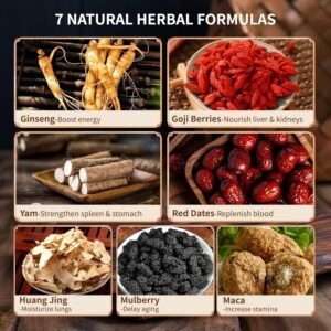 Ginseng Five Treasures Tea Kidney Tea, Traditional Chinese Herbal Tea, Natural Organic Kidney Cleanse Detox Tea for Women & Men, 7 Precious Ingredients Formula(1 Pack/25 Bags) - Image 4