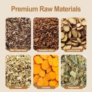 FullChea - Detox Tea Bags, 50 Teabags Liver Detox Tea, With Milk Thistle Seed, Dandelion Root, Licorice Root, Fennel, Turmeric, Peppermint - Liver Cleansing and Support - Image 4