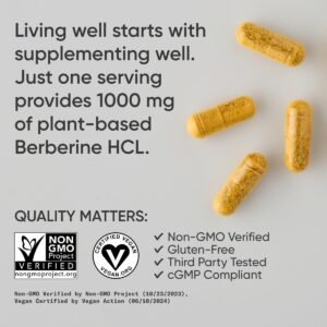 Sports Research Berberine - Herbal Ayurvedic Metabolic Health Support - 500 mg - 60 Capsules - Vegan Certified, Gluten-Free, Non-GMO - Image 5