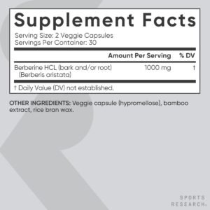 Sports Research Berberine - Herbal Ayurvedic Metabolic Health Support - 500 mg - 60 Capsules - Vegan Certified, Gluten-Free, Non-GMO - Image 6