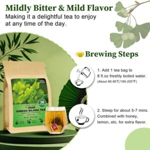 FullChea - Ginkgo Biloba Tea Bags, 36 Teabags - Premium Dried Ginkgo Biloba Leaves - Non-GMO - Caffeine-free - Support Memory & Focus - Image 6