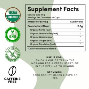AutoimmuniTea – Soothing Tea Bags for Allergy Relief and Sinus Relief, Organic, Caffeine Free and USDA Certified, Blend of Lemon Balm, Ginger, Nettle, and Licorice, AIP Friendly - Image 3