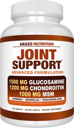 Arazo Nutrition Glucosamine Chondroitin Turmeric Msm Boswellia - Joint Support Supplement for Relief 180 Tablets for Bones, Back, Knees, Hands (180 Tablets) - Image 2