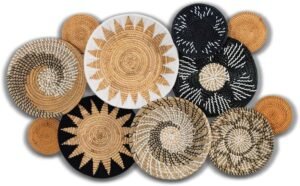 Boho Wall Basket Decor - Set of 11 Hanging Wall Boho Baskets, Handcrafted Woven, Rattan, and Wicker Wall Decor with Included Hooks, Boho Wall Art - Image 2