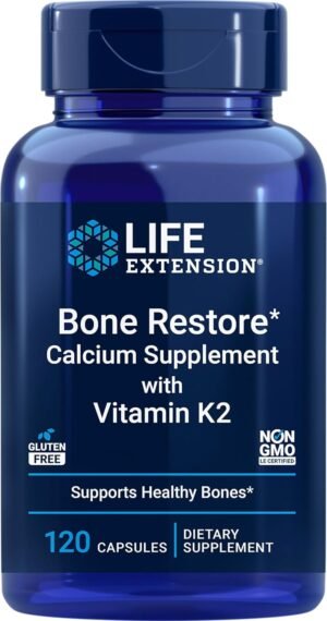 Life Extension Bone Restore + Vitamin K2 Vitamins & Minerals Maintain Bone Health & Strength - Fortifying Nutrients Calcium, D3 & Important Bone Building Minerals - Non-GMO, Gluten-Free -120 Capsules - Image 2
