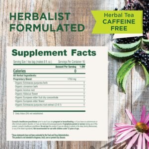 Traditional Medicinals Tea, Organic Immune Zoom Elderberry Echinacea, Supports Immune Function, 16 Tea Bags - Image 3