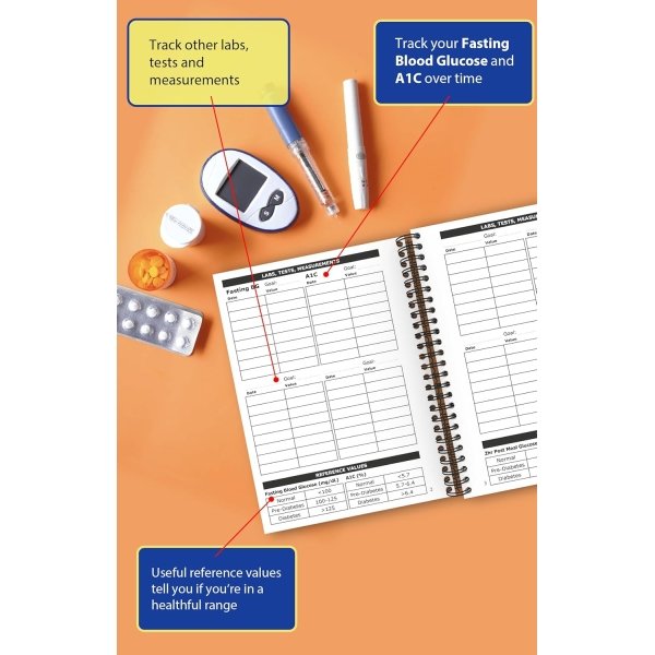 Diabetes Log Book - with Food & Blood Sugar Journal | for Types 1 & 2 Diabetics | A5 Spiral Bound - Image 4