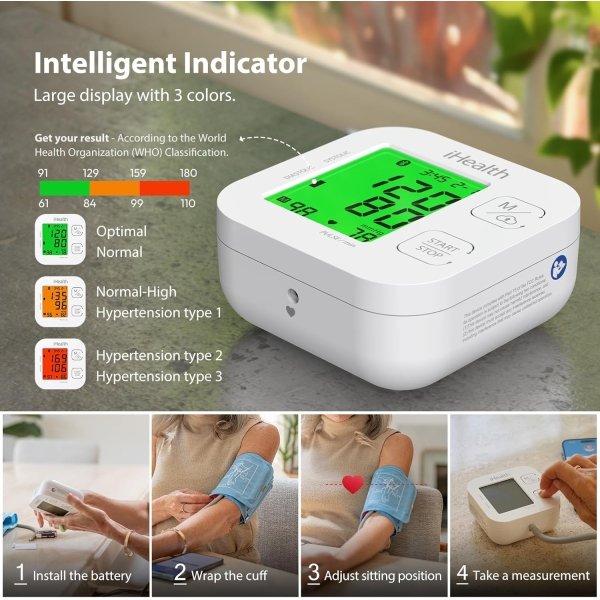 iHealth Track Smart Upper Arm Blood Pressure Monitor with Wide Range Cuff That fits Standard to Large Adult Arms, Bluetooth Compatible for iOS & Android Devices - Image 3