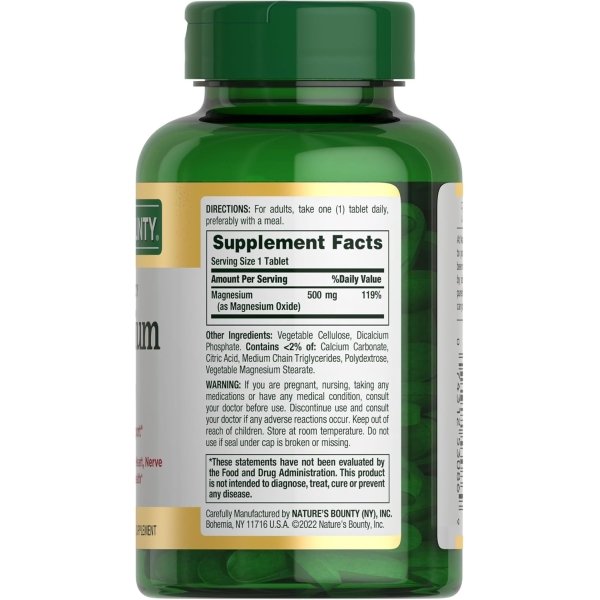 Nature's Bounty Magnesium Supplements - Magnesium 500 Mg Tablets for Bone & Muscle Health, 200 Count (Pack of 1) - Image 7
