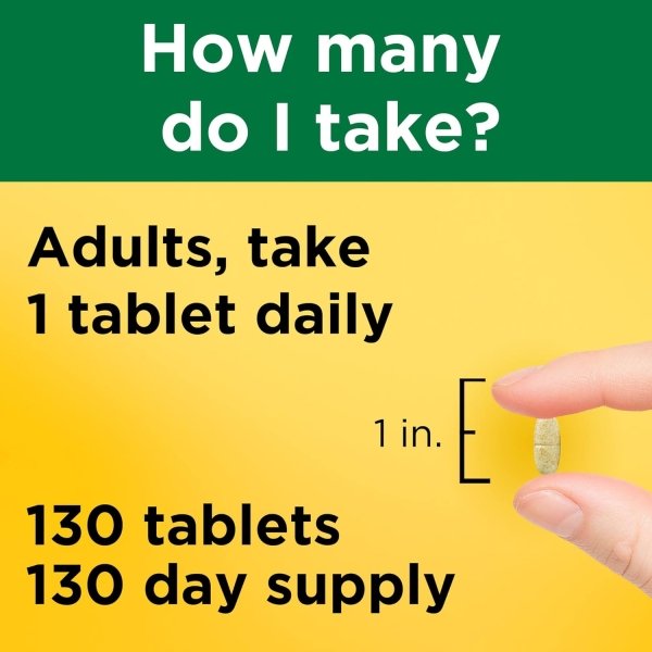 Nature Made Multivitamin Tablets with Iron, Multivitamin for Women and Men for Daily Nutritional Support, Nature Made Multi Vitamins for Adults, 130 Tablets, 130 Day Supply - Image 5