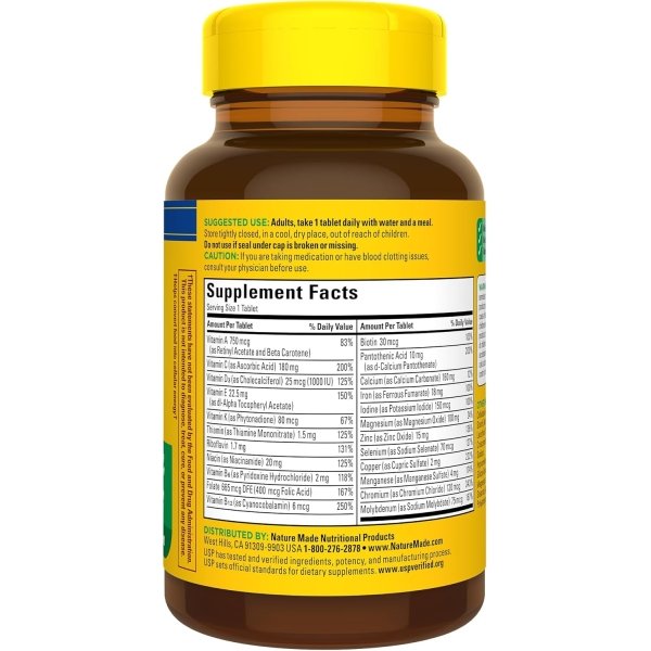 Nature Made Multivitamin Tablets with Iron, Multivitamin for Women and Men for Daily Nutritional Support, Nature Made Multi Vitamins for Adults, 130 Tablets, 130 Day Supply - Image 8