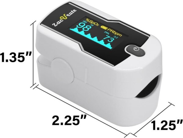 🌿 Zacurate FSA/HSA Eligible 500E-B Wireless Bluetooth Fingertip Blood Pulse Oximeter Monitor with FREE App, SpO2, Heart Rate, Plethysmograph, and Perfusion Index Finger Oxygen Sensor Meter – Immunity, Bone & Wellness Support - Image 3