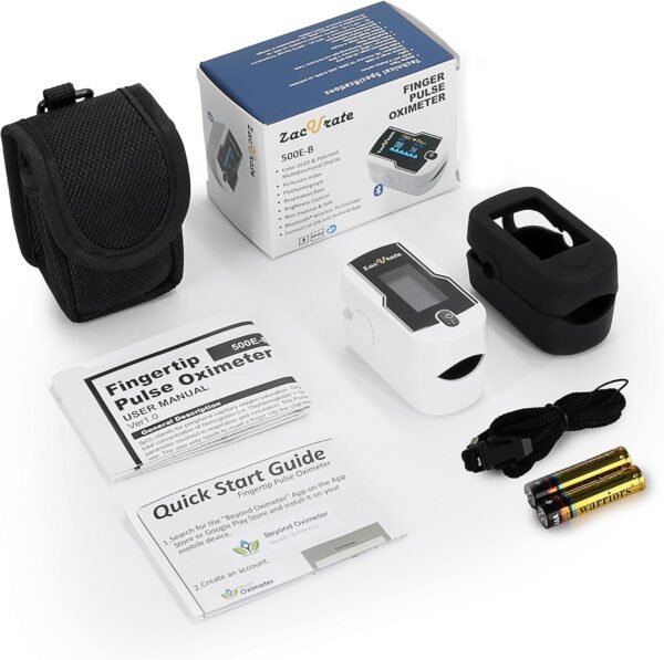 🌿 Zacurate FSA/HSA Eligible 500E-B Wireless Bluetooth Fingertip Blood Pulse Oximeter Monitor with FREE App, SpO2, Heart Rate, Plethysmograph, and Perfusion Index Finger Oxygen Sensor Meter – Immunity, Bone & Wellness Support - Image 6