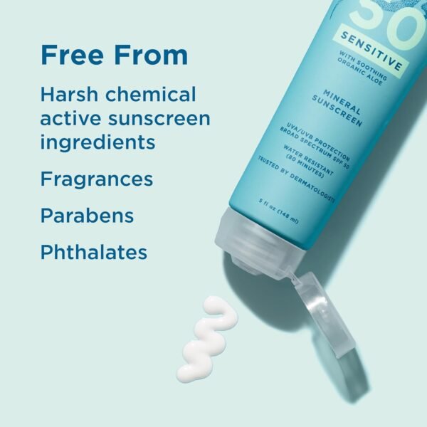 🌿 BLUE LIZARD Sensitive Mineral Sunscreen with Zinc Oxide 50+ Water Resistant UVAUVB Protection with Smart Cap Technology Fragrance Free, Sensitve, SPF 50 - - Tube, Unscented, 5 Fl Oz – Immunity, Bone & Wellness Support - Image 6