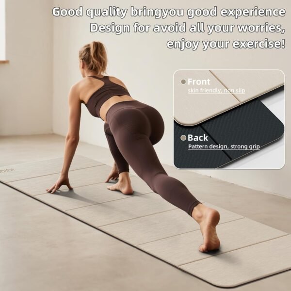 Foldable Yoga Mat Extra Thick 0.32 Inches Eco-Friendly POE Material, Non-Slip Design Fitness Mats, Multi-Purpose Workout Mats For Studio or Home Use (70 x 24 x 0.32 inches） - Image 4