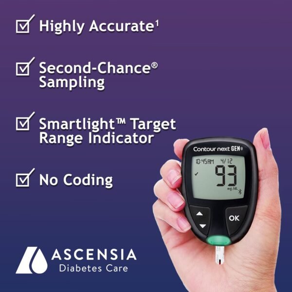 🌿 Ascensia CONTOUR NEXT GEN Blood Glucose Monitoring System – All-in-One Kit for Diabetes with Glucose Monitor and 20 Test Strips For Blood Sugar & Glucose Testing – Immunity, Bone & Wellness Support - Image 3