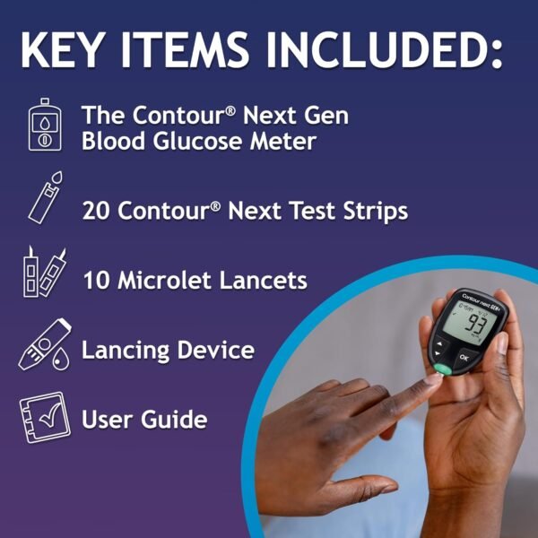 🌿 Ascensia CONTOUR NEXT GEN Blood Glucose Monitoring System – All-in-One Kit for Diabetes with Glucose Monitor and 20 Test Strips For Blood Sugar & Glucose Testing – Immunity, Bone & Wellness Support - Image 5