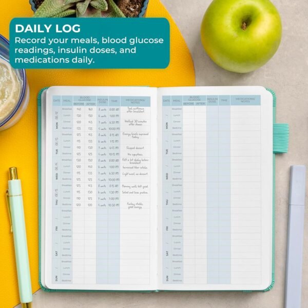 🌿 Clever Fox Diabetes Log Book – Daily Diabetic Food Journal with Blood Glucose Tracker – Blood Sugar Notebook for Diabetics Control (Mint Green) – Immunity, Bone & Wellness Support - Image 3