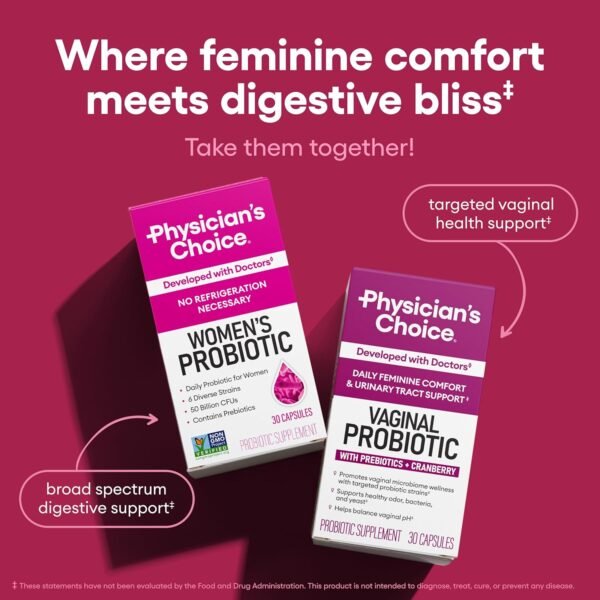 🌿 Physician's CHOICE Probiotics for Women - PH Balance, Digestive, UT, & Feminine Health - 50 Billion CFU - 6 Unique Strains for Her - Organic Prebiotics, Cranberry Extract+ - Women Probiotic - 30 CT – Immunity, Bone & Wellness Support - Image 5