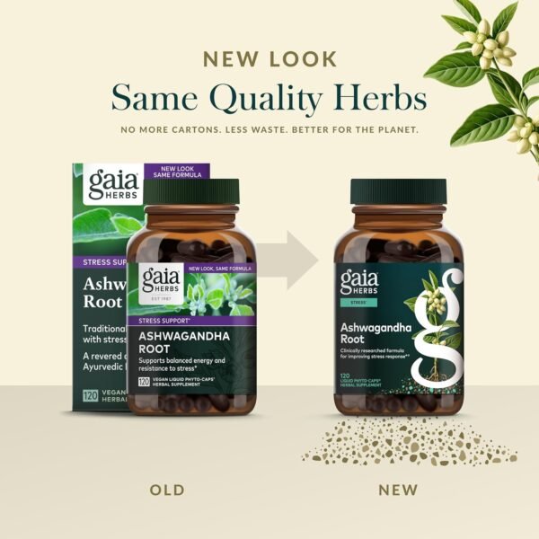 🌿 Gaia Herbs Ashwagandha Root - Stress Relief & Immune Support Supplement - Supports Balanced Energy Levels and Positive Outlook - 120 Vegan Liquid Phyto Capsules (1 Pack) – Immunity, Bone & Wellness Support - Image 6