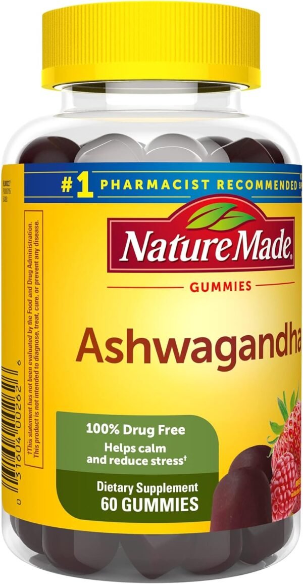 🌿 Nature Made Ashwagandha Gummies, Vegan, KSM 66 Ashwagandha for Stress Support, 60 Count, 30 Day Supply – Immunity, Bone & Wellness Support - Image 8