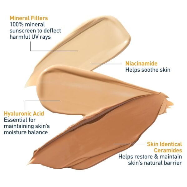🌿 CeraVe Hydrating Mineral Sunscreen SPF 30 with Sheer Tint, Tinted Mineral Sunscreen with Zinc Oxide & Titanium Dioxide, Blends Seamlessly For Healthy Glow, Medium, 1.7 Fluid Ounce – Immunity, Bone & Wellness Support - Image 4