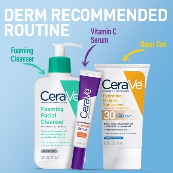 🌿 CeraVe Hydrating Mineral Sunscreen SPF 30 with Sheer Tint, Tinted Mineral Sunscreen with Zinc Oxide & Titanium Dioxide, Blends Seamlessly For Healthy Glow, Medium, 1.7 Fluid Ounce – Immunity, Bone & Wellness Support - Image 8
