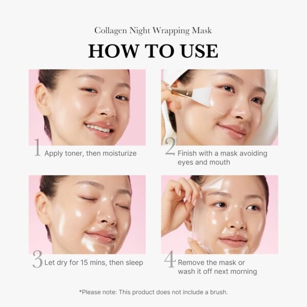 🌿 medicube Collagen Overnight Wrapping Peel Off Facial Mask Pack - Elasticity & Hydration Care, Reduces Sagging & Dullness - Hydrolyzed Collagen For Glowing Skin - Korean Skin Care, 2.53 fl.oz – Immunity, Bone & Wellness Support - Image 5