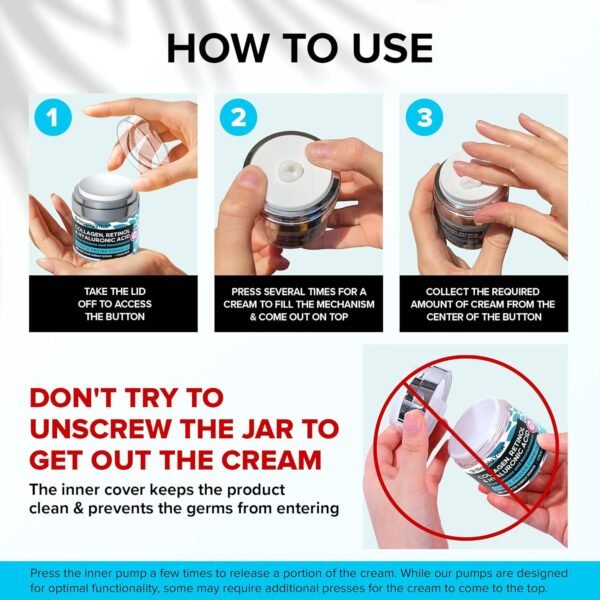 🌿 SimplyVital Collagen, Retinol & Hyaluronic Acid Cream - Anti-Aging Face Moisturizer for Face, Firming Skin Care Neck & Décolleté - Made in USA, Daily Moisturizer Face Cream Day & Night - 1.7 fl.oz. – Immunity, Bone & Wellness Support - Image 7