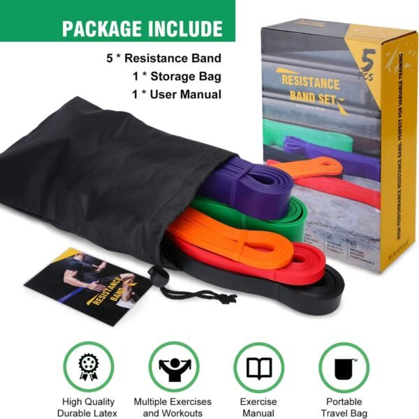 🌿 Resistance Bands, Pull Up Assist Bands - Workout Bands, Eexercise Bands, Long Resistance Bands Set for Working Out, Fitness, Training, Physical Therapy for Men Women – Immunity, Bone & Wellness Support - Image 5