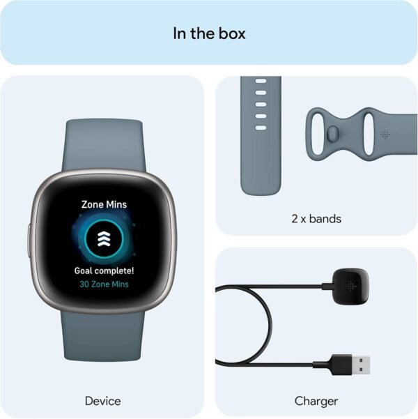 🌿 Fitbit Versa 4 Fitness Smartwatch with Daily Readiness, GPS, 24/7 Heart Rate, 40+ Exercise Modes, Sleep Tracking and more, Waterfall Blue/Platinum, One Size (S & L Bands Included) – Immunity, Bone & Wellness Support - Image 7