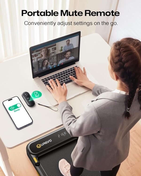 🌿 UREVO Strol 2E Smart 2-in-1 Folding Treadmill, Compact Walking Pad with Safety Handle, Plug and Play, Dual LED Display, Workout APP, Walking or Running for Home Office, Remote Included – Immunity, Bone & Wellness Support - Image 6