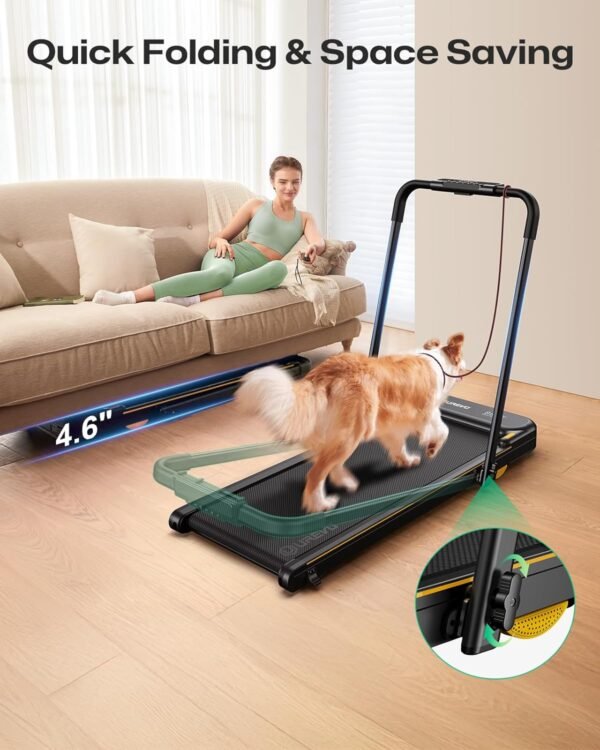 🌿 UREVO Strol 2E Smart 2-in-1 Folding Treadmill, Compact Walking Pad with Safety Handle, Plug and Play, Dual LED Display, Workout APP, Walking or Running for Home Office, Remote Included – Immunity, Bone & Wellness Support - Image 7